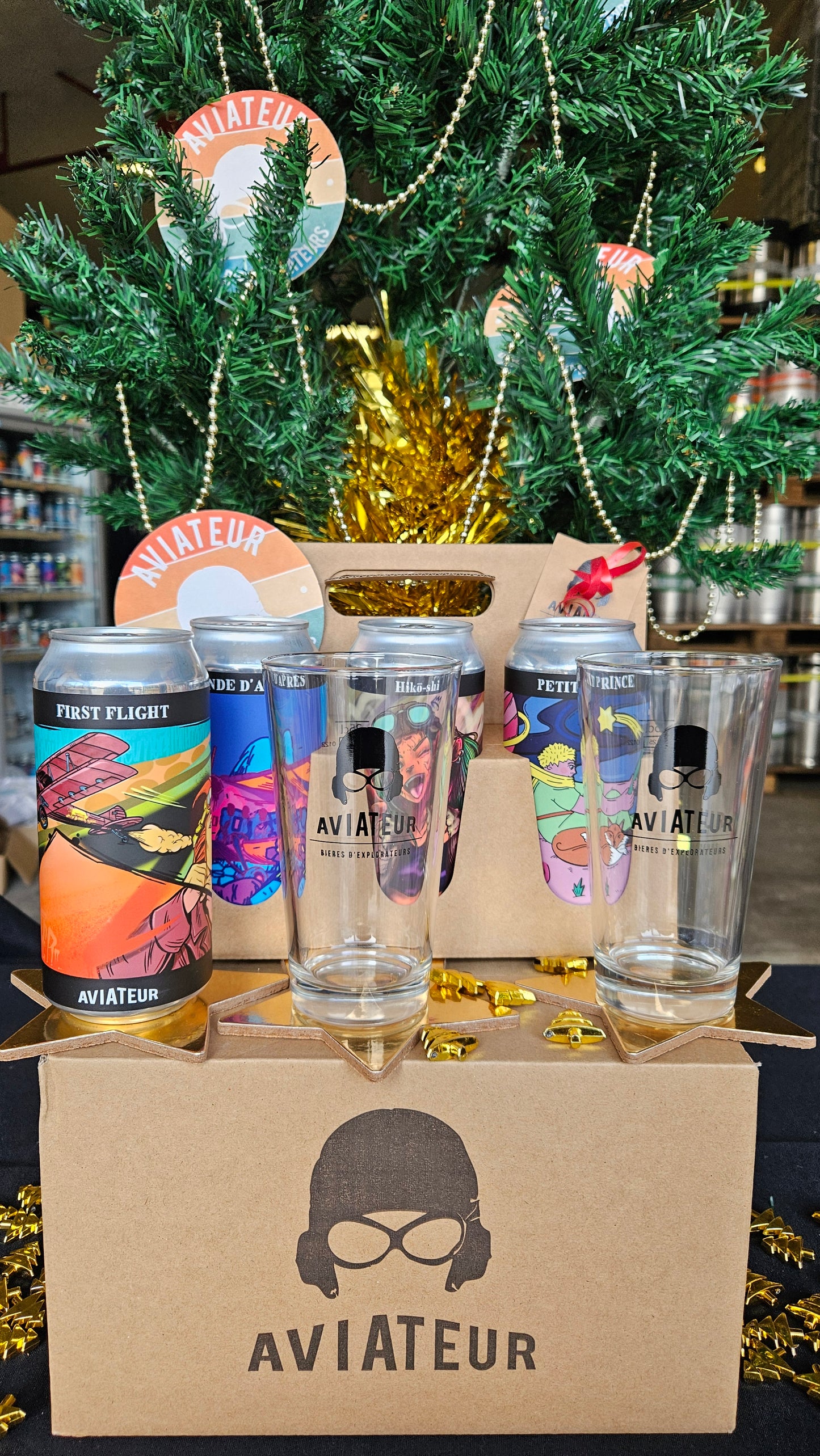 Coffret de Noël - 2 verres et 4 bières 44 cl